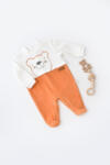BabyCosy Salopeta Ursulet cu maneca lunga si botosei din 80%bumbac organic si 20% poliester - Portocaliu, BabyCosy (Marime: 6-9 luni)