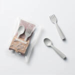 Miniware Set de tacamuri bebelusi Miniware My First Cutlery, 100% din materiale naturale biodegradabile, Dove Grey Set pentru masa bebelusi