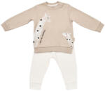 BabyCosy Set bluzita cu maneca lunga si pantaloni lungi cu buline Girafa, BabyCosy, 100% bumbac organic, Mink (Marime: 12-18 Luni)