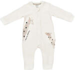 BabyCosy Salopeta cu fermoar Girafe, BabyCosy, 100% bumbac organic, Ecru (Marime: 6-9 luni)