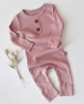 BabyCosy Salopeta cu maneca lunga si pantaloni lungi din bumbac organic si modal - Roz BabyCosy (Marime: 12-18 Luni)