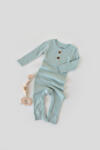 BabyCosy Salopeta cu maneca lunga si pantaloni lungi din bumbac organic si modal - Mint BabyCosy (Marime: 12-18 Luni)