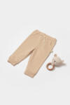 BabyCosy Pantaloni lungi, Two thread, 100%bumbac organic - Stone, BabyCosy (Marime: 18-24 Luni)