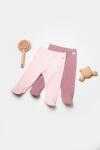 BabyCosy Set 2 pantaloni cu botosei Bamboo, roz, BabyCosy, 50%bumbac+50% bambus (Marime: 0-3 Luni)