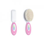 BabyJem Set pieptan si perie din peri naturali BabyJem (Culoare: Roz)