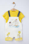 Tongs baby Set salopeta cu elefantei si tricou pentru bebelusi, Tongs baby (Culoare: Galben, Marime: 3-6 Luni)