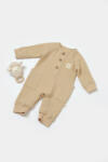 BabyCosy Salopeta cu nasturei, Winter muselin, 100% bumbac - Apricot, BabyCosy (Marime: 6-9 luni)