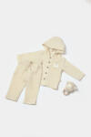 BabyCosy Set bluza cu gluga si pantaloni, Winter muselin, 100% bumbac - Stone, BabyCosy (Marime: 3-6 Luni)