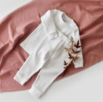 BabyCosy Set bluzita cu maneca lunga si pantaloni lungi din bumbac organic si 5% elastan - Alb, BabyCosy (Marime: 6-9 luni)