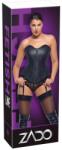 ZADO Corset din piele cu portjartiere detașabile - Negru , XL