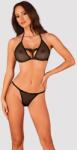 Obsessive Set Sutien și Tanga din Dantelă și Plasă - Negru , XL/2XL