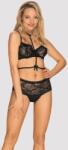 Obsessive Set Sutien și Pantaloni Scurți din Dantelă Neagră - Negru , S/M