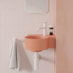 Omnires Lavoar suspendat Omnires Ovo M+ compozit coral mat 33x34 cm dreapta (OVO335UWPCO) - sanoterm