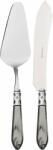 Casa Bugatti Spatulă și cuțit pentru servirea tortului Aladdin, gri-oțel, set 2 piese (ALCGM-N4220/21)