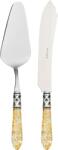 Casa Bugatti Spatulă și cuțit pentru servirea tortului Aladdin, auriu-oțel, set 2 piese (ALC1G-N4220/21)