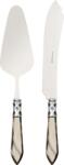 Casa Bugatti Spatulă și cuțit pentru servirea tortului Aladdin, maro-oțel, set 2 piese (ALCOM-N4220/21)