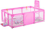 Sersimo Tarc de joaca XXL pentru copii si bebe, roz, cu cos si porti, 230x122x62 cm (GO-L44F2-ROZ)