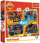 Trefl Puzzle copii Trefl 4 in 1 Pompier cu Sirena, multicolor, 4+ ani (34348) Puzzle