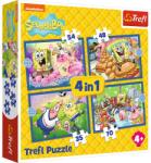Trefl Puzzle Trefl 4 în 1 SpongeBob - Viata Acvatica, multicolor, 4+ ani (34674) Puzzle