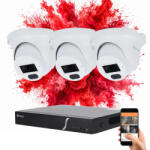 SAFIRE 3 dome biztonsági kamerás IP kamera rendszer 4MP színes éjszakai képpel (SAFIRE-IP-4MP-IPT010A-03)