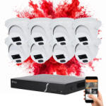 SAFIRE 8 dome biztonsági kamerás IP kamera rendszer 2MP színes éjszakai képpel (SAFIRE-IP-2MP-IPT010A-08)