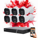 SAFIRE 6 biztonsági kamerás IP kamera rendszer 8MP színes éjszakai képpel (SAFIRE-IP-8MP-IPB080A-06)