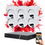 SAFIRE 6 dome biztonsági kamerás IP kamera rendszer 4MP színes éjszakai képpel (SAFIRE-IP-4MP-IPT010A-06)