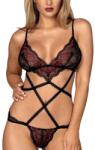 Obsessive Megies fekete csipkés body pántokkal S/m Obssesive (5901688224410)