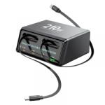  Incarcator Statie Cu Cablu USB-C OEM WLX-60E, 210W, 3A, 1 x USB-A - 3 x USB-C, Gri (6607001308B)