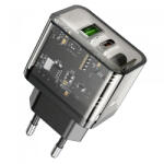 hoco. Incarcator Retea HOCO N34, 20W, 3A, 1 x USB-A - 1 x USB-C, Transparent