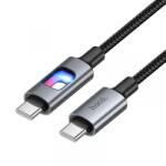 hoco. Cablu Date si Incarcare USB-C - USB-C HOCO U144 Led, 60W, 1.2m, Negru - gsmboutique