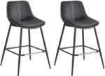 Brius Set 2 scaune de bar, spatar ergonomic din piele artificiala, cadru metalic, 50x50x88 cm, negru (EZ-LBC088B01) Raft