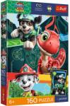 Trefl Puzzle Trefl 160 piese Patrula Catelusilor Aventura cu Dinozauri, cu poster (15434) Puzzle