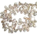  Margele Perle Cultura Albe Keishi 7-10x7-16 mm Lungime Sirag 38 cm
