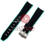  Curea silicon neagră cu margine verde capăt curbat 20mm pentru Omega Swatch