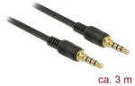 Delock Cablu Delock Jack stereo 3, 5 mm 4 pini mascul > mascul 3 m negru (85601)