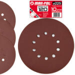 MAR-POL Csiszolókorong tépőzárral 225mm P120, készlet 10db 61225 (M08011)