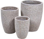 Brisbane Vase Kerámia Növénytartó Szett Savmaratott Antik Fehér 26x34-43x55cm S/3 (DT-333160)