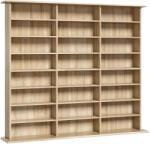 HOMCOM Mobilier depozitare 1 032 CD-uri / 594 DVD-uri, raft multimedia, 24 compartimente și 18 rafturi ajustabile, stejar | Aosom Romania (836-681V81AK)