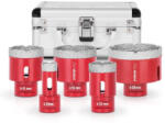 Strend Pro Gyémánt koronafúró készlet, Strend Pro Premium DCB11S5, piros, átmérő: 20, 35, 45, 55, 68 mm, menet: M14, csempéhez, kőburkolathoz, hordtáskában (TC226640)