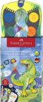 Faber-Castell Vízfesték, 12 darabos, összeilleszthető, FABER-CASTELL Dinoszaurusz+1 tubus fehér tempera + dinoszaurusz matrica (125036)