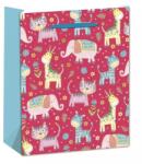 QX Pungă cadou roșie cu model de animale de companie, 31 x 42 cm (351015)
