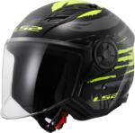 LS2 Casca Moto Open Face LS2 OF616 Airflow II Brush Black H-V Yellow ECE 22.06 (C47254)