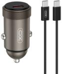 XO CC70 autós töltő Type-C aljzat 30W, PD gyorstöltő + Type-C kábel, FEKETE (XO-CC70 + TYPE-C)