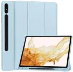 Gigapack Samsung Tab S10 Plus LTE / Tab S10 Plus WIFI Tok álló, bőr hatású aktív FLIP, ceruza tartó, VILÁGOSKÉK - oldalra nyíló, TRIFOLD, asztali tartó (GP-163654)
