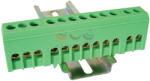 TRACON Szigetelt PE-sín 6x9mm 12x2, 5-16mm2 zöld 63A sárgaréz kezeletlen TRACON NPE-ZG