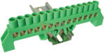 TRACON Szigetelt PE-sín 8x12mm 14x4-35mm2 zöld 100A réz kezeletlen TRACON NPE-G8-14