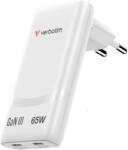 Verbatim Incarcator retea Incarcator Verbatim 32355 Fold 'n Go, 2x USB-C, Quick Charge 65 W, GaN, Alb (32355)