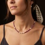 Ezera NOU! Colier choker Kiara din cristale de rubin si perle de cultura cu argint 925 (CCKIARA)