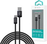 DEVIA Gracious Series USB-A USB-C adat és töltőkábel, 10W, 2m, fekete (ST108028) (ST108028)